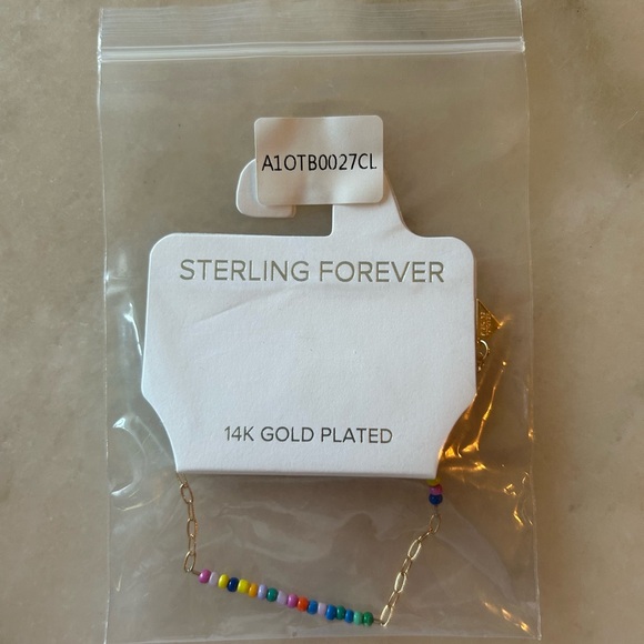 Sterling Forever Rainbow Beaded Anklet-14K Gold Plated - Picture 6 of 6
